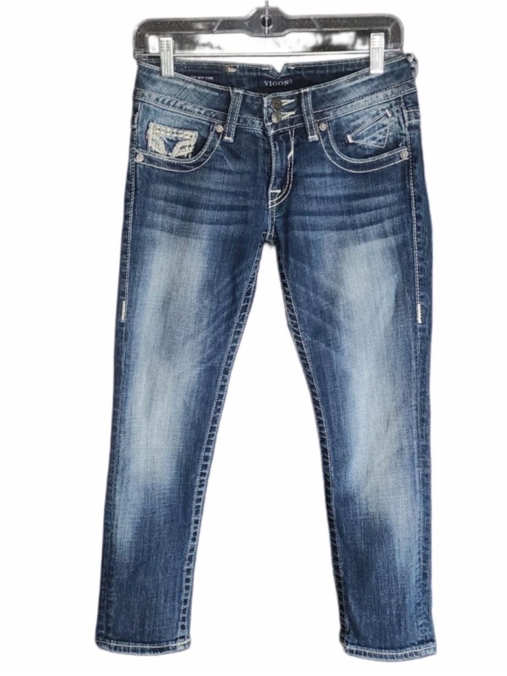 Vigoss The New York Capri Jeans Womens 26 Y2K Embellished Studded Denim Cropped